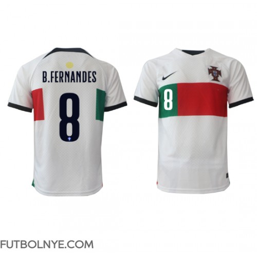 Camiseta Portugal Bruno Fernandes #8 Visitante Equipación Mundial 2022 manga corta
